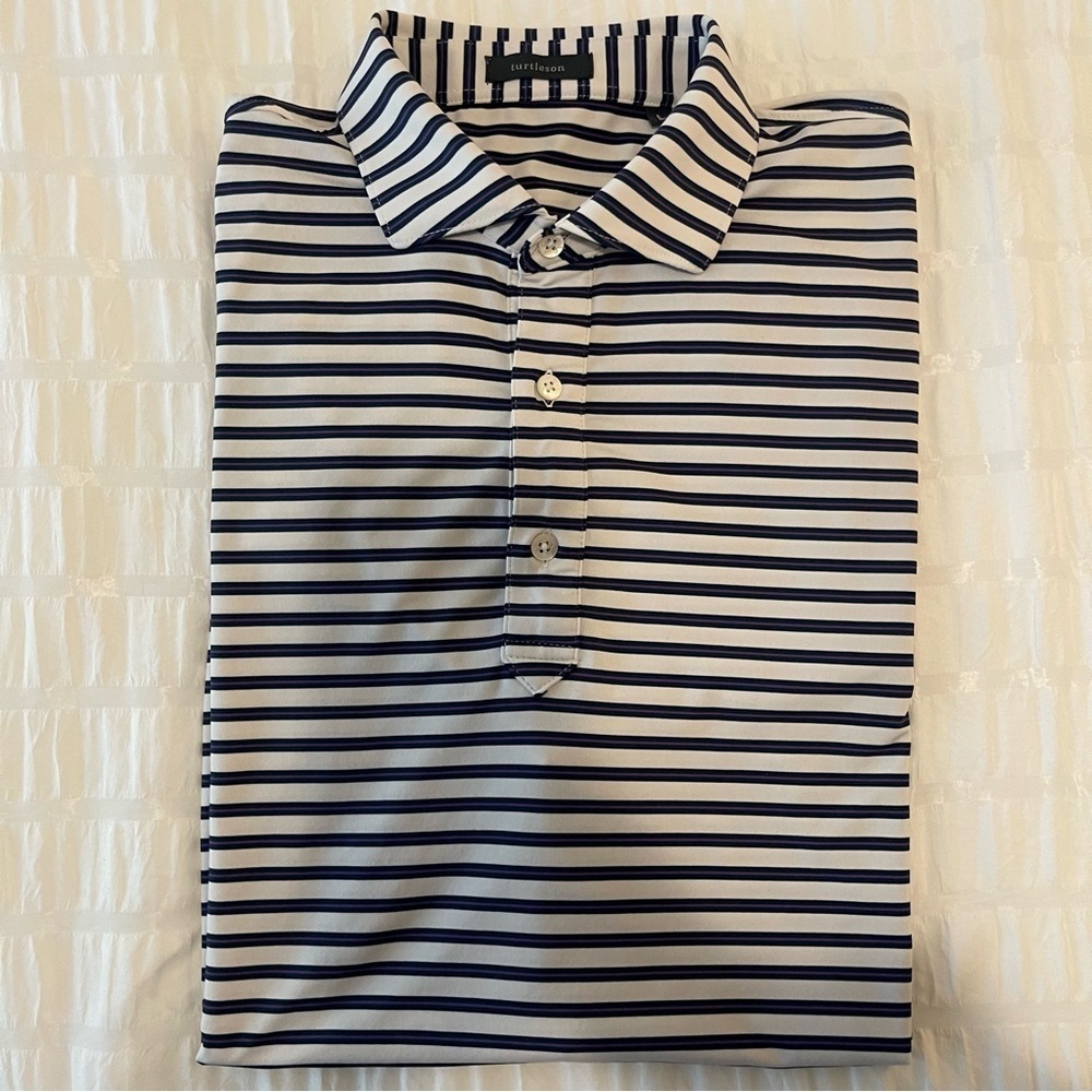 turtleson Striped Performance Golf Polo - Picture 2 of 8